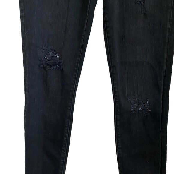 Current/Elliott 25 Ankle Skinny Jeans Overdye Black Destroy Holes - Picture 6 of 9